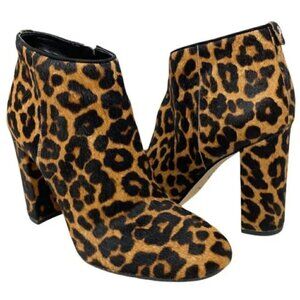 Sam Edelman Cambell Leopard Print Calf Hair Round Toe Ankle Boots - Size 8.5